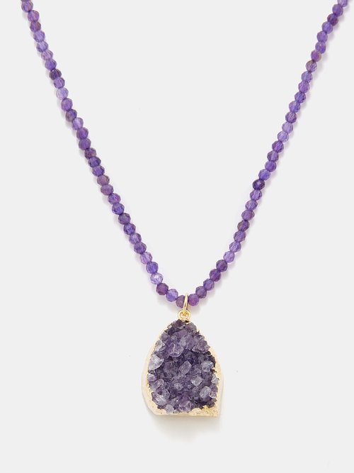 Crystal Haze - Amethyst & 18kt Gold-plated Necklace - Womens - Purple