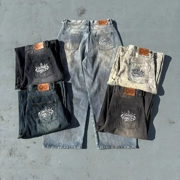 AirRoom正品 2025AW 9090 King Logo Slub Denim Buggy Pants 牛仔褲