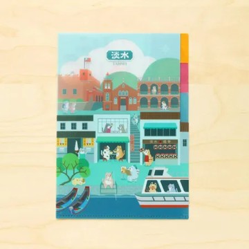 《貓狗散步／淡水》三層資料夾與明信片組【MIIN GIFT】 TAAZE讀冊生活