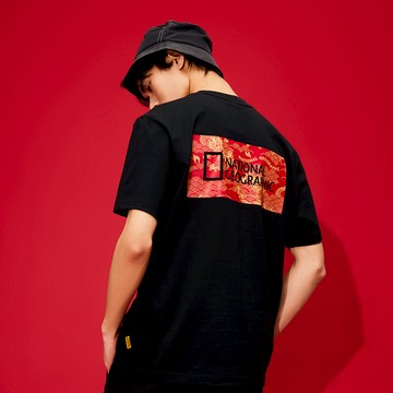 男女同款 龍年限定 印花LOGO T恤 - 炭黑色