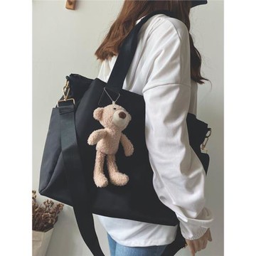 雙層包包女大容量2026新款潮簡約防水帆布單肩大包韓版學生斜挎包