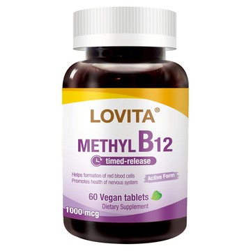 LOVITA愛維他 甲基維他命B12 1000mcg(60顆素食錠)長效緩釋型 甲基型態無需轉換 吸收好
