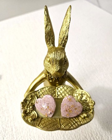 &W Glam 古典浪漫巴洛克 金粉色 愛心 訂製耳環 矽膠 抗過敏