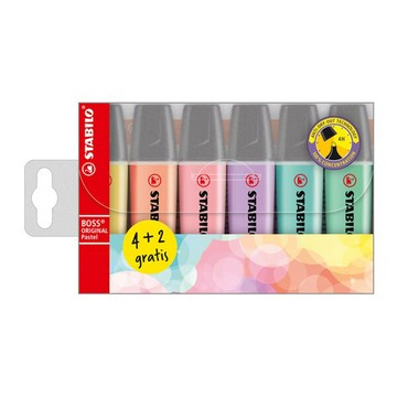 STABILO 德國 思筆樂 BOSS ORIGINAL Pastel 波士馬卡龍色系經典螢光筆 6色組 / 盒 70/6-2