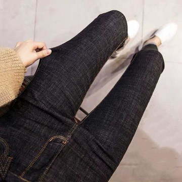 黑色緊身牛仔褲女九分小個子秋季新款大碼高腰顯瘦彈力小腳長褲潮