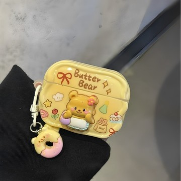 立體黃油小熊 卡通立體 蘋果耳機殼 airpods 4 耳機套 airpods 3代保護殼 airpods pro保護套