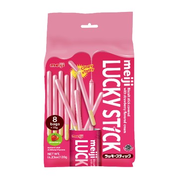 [家速配]明治Lucky草莓口味棒狀餅乾家庭號