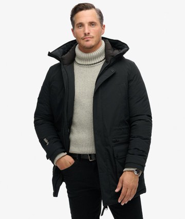 Superdry Men's City Padded Parka Coat Black Size: Xxl