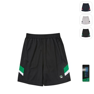 【FILA】KIDS 孩童款 吸濕排汗 涼感針織短褲-黑色 1SHZ-4410-BK