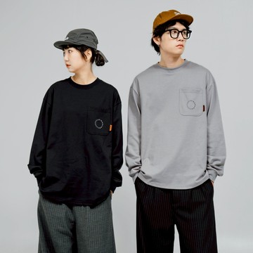 【YIJIAYI】 下擺微圓弧印花口袋吸濕排汗長T 微寬鬆長T 口袋長T 內搭長T 透氣速乾 薄長T (SB0338)