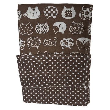 幸福小貓 風水簾 棉麻材質  176 x 88cm  咖啡色