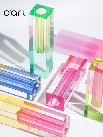 花瓶擺件簡約北歐ins亞克力方柱玻璃氣泡花器插花水培