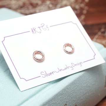ART64 甜甜圈圓線耳環 玫瑰金色 925純銀耳環