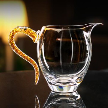 高茗金箔高端水晶公道杯高檔玻璃耐熱高顏值分茶器茶漏茶濾分茶器