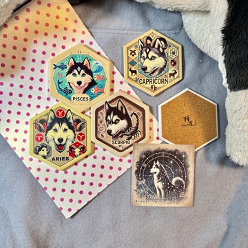 【交換禮物】哈士奇星座吸水杯墊_可愛版