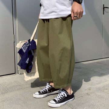 山系日式街頭舒適寬鬆休閒大寬褲 九分褲 男女可穿【QM88959】