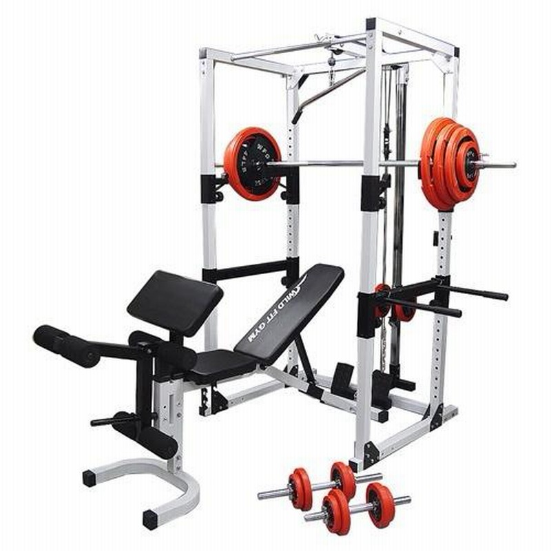WILD FIT トレーニングジムセット 100kgバーベルダンベル ホーム