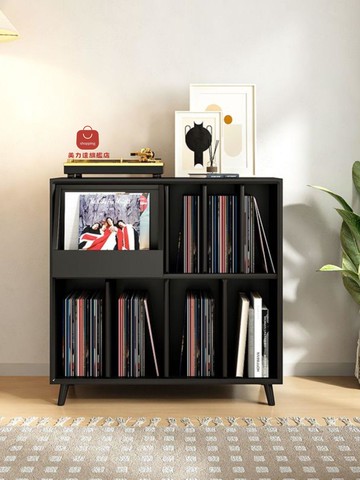 黑膠書架 復古雜志櫃櫃機櫃實木書櫃胡桃木唱片置物架收納架白蠟木[DD0410001]