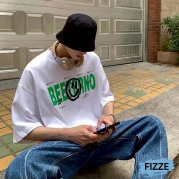 短袖T恤 夏季寬鬆五分袖上衣 寬鬆潮流百搭上衣 短袖上衣 印花上衣 T恤 男裝 ATSB1240【FIZZE】