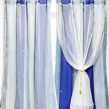 小銅板 雙層簍空窗廉 2片  130 x 100cm  藍色