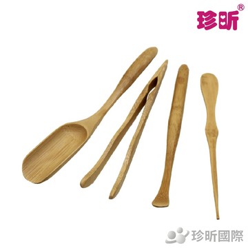【珍昕】竹製茶道4件組(內含茶則/茶夾/茶扒/茶針)茶道/茶則/茶夾/茶扒/茶針(尺寸請至商品圖查看)