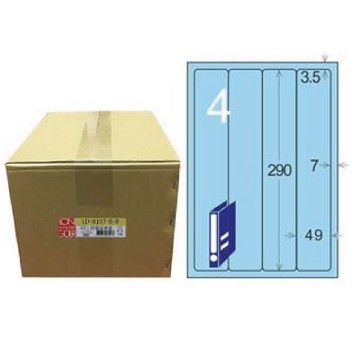 【龍德】LONGDER 三用電腦標籤 A4 4格 圓角 49*290mm 淺藍 1000張/箱 LD-8107-B-B(適用雷射、噴墨、影印)