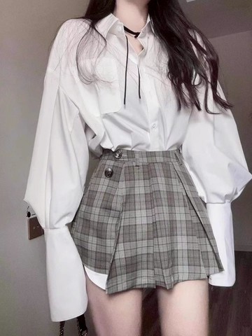 復古格紋甜酷學院風半身裙女2025夏小個子設計感辣妹百搭A字短裙—貼心服飾