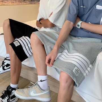 運動短褲男夏季港風潮流寬松直筒中褲韓版潮流休閑條紋五分衛褲