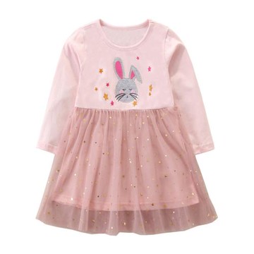 店主強烈推薦 柔軟純棉長袖新品亮麗立體白天鵝紗紗公主寶連衣裙