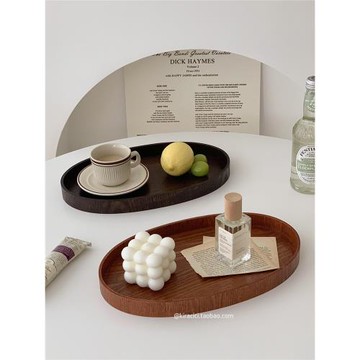 日式復古木質托盤早餐盤家用餐盤水果盤客廳茶幾置物盤實木收納盤