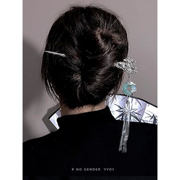 髮簪髮釵國潮風龍紋玉石發簪平安扣流蘇簪子女夏高級感發飾【淘夢屋】