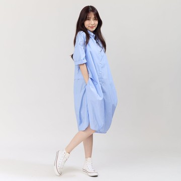 Nancy開襟棉質口袋連身裙洋裝