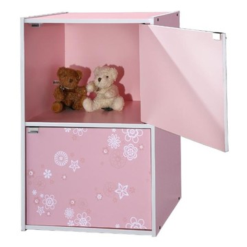 EASYHOME 花系列兩門收納櫃  60公分高  6kg  粉色  2層