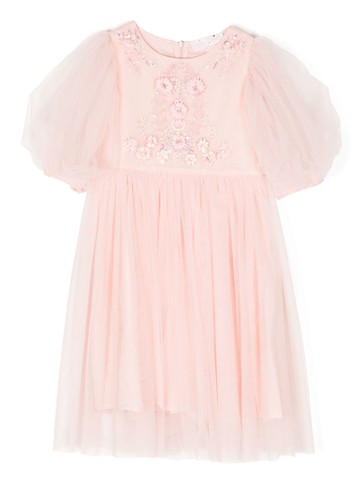 Tutu Du Monde - floral-appliqué beaded flared dress - kids - Nylon - 8-9 - Pink