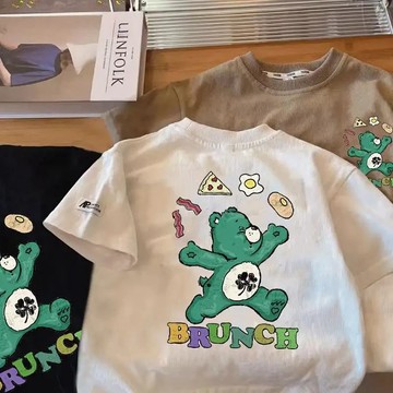 兒童短袖男童T恤帥氣夏季卡通中小童裝純棉新款女童小童上衣  薄款上衣 男童短袖 兒童上衣 男童短袖 中小童短袖T恤