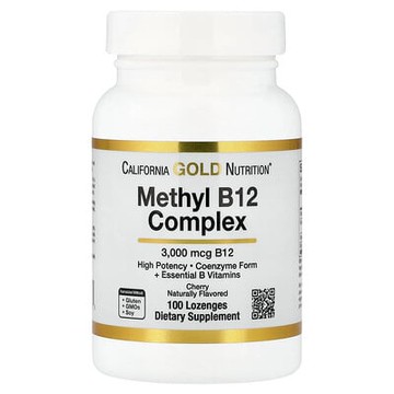 California Gold Nutrition, 維生素 B12，櫻桃味，3000 微克，100 錠劑