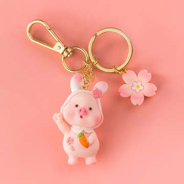 可愛小豬鑰匙扣掛件創意網紅卡通ins汽車鏈鎖匙圈環男女書包掛飾