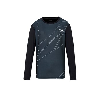 FILA 男長袖機能排汗透氣T恤-黑色 1TEZ-5303-BK