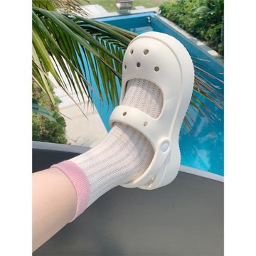 簡約百搭少女心可愛創意包頭洞洞鞋女士夏季踩屎感軟底海邊沙灘鞋
