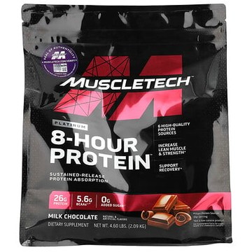 MuscleTech, Platinum 8-Hour Protein，牛奶巧克力，4.6 磅（2.09 千克）