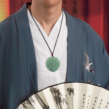 【Paiya 派亞】A貨翡翠豆種孔雀冰種玉石吊墜吉祥平安男士挂件女款玉佩