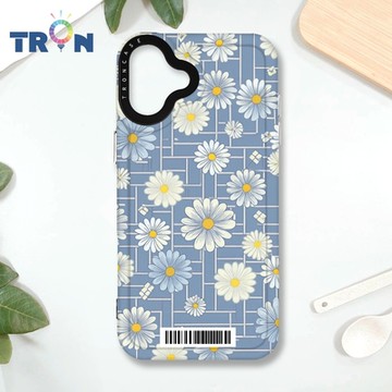 TRON IPHONE 16 PLUS 方格小雛菊花朵 防摔 MAGSAFE 磁吸 太空載具殼 透黑 手機殼