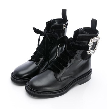 Roger Vivier Rangers Strass 鑽扣短靴(黑) (35)