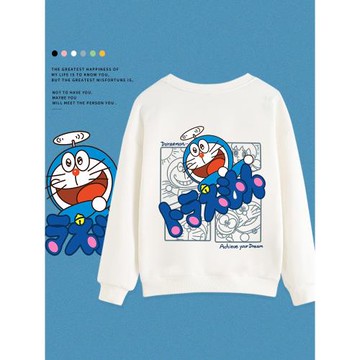 叮當貓機器貓衛衣兒童男童女童卡通白色春秋款長袖潮款網紅炸街潮