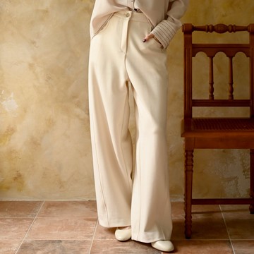 廓形寬鬆長褲-白色