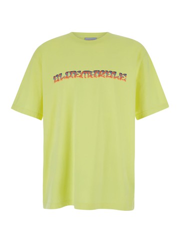 Bluemarble Yellow T-shirt With Maxi Print In Cotton Man