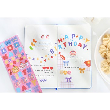 🍋檸檬青🍋清倉現貨歡樂時光系列閃閃亮片模切貼紙4款單張入相框日記咕卡裝飾貼紙手帳裝飾素材