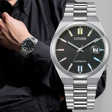 CITIZEN 星辰 七彩限定款青春撞色機械錶/耀石黑/40mm/NJ0151-53E