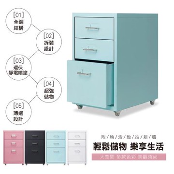 STYLE格調  日系簡約高質感碳鋼板抽屜櫃(三抽款) 公文櫃/鐵櫃/活動櫃/抽屜櫃