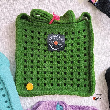 手工編織簍空側孭袋 (綠色)